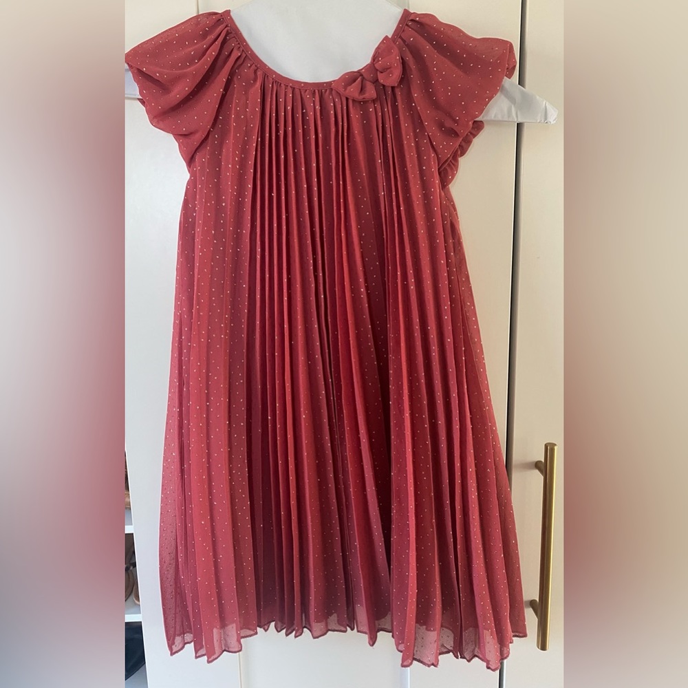 C&A Girl’s Dark Pink and Gold Pleated Dress